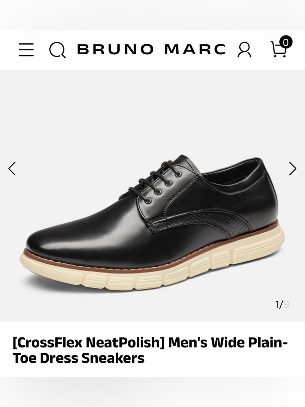 Bruno Marc Black Leather Plain-Toe Derby with White Sole